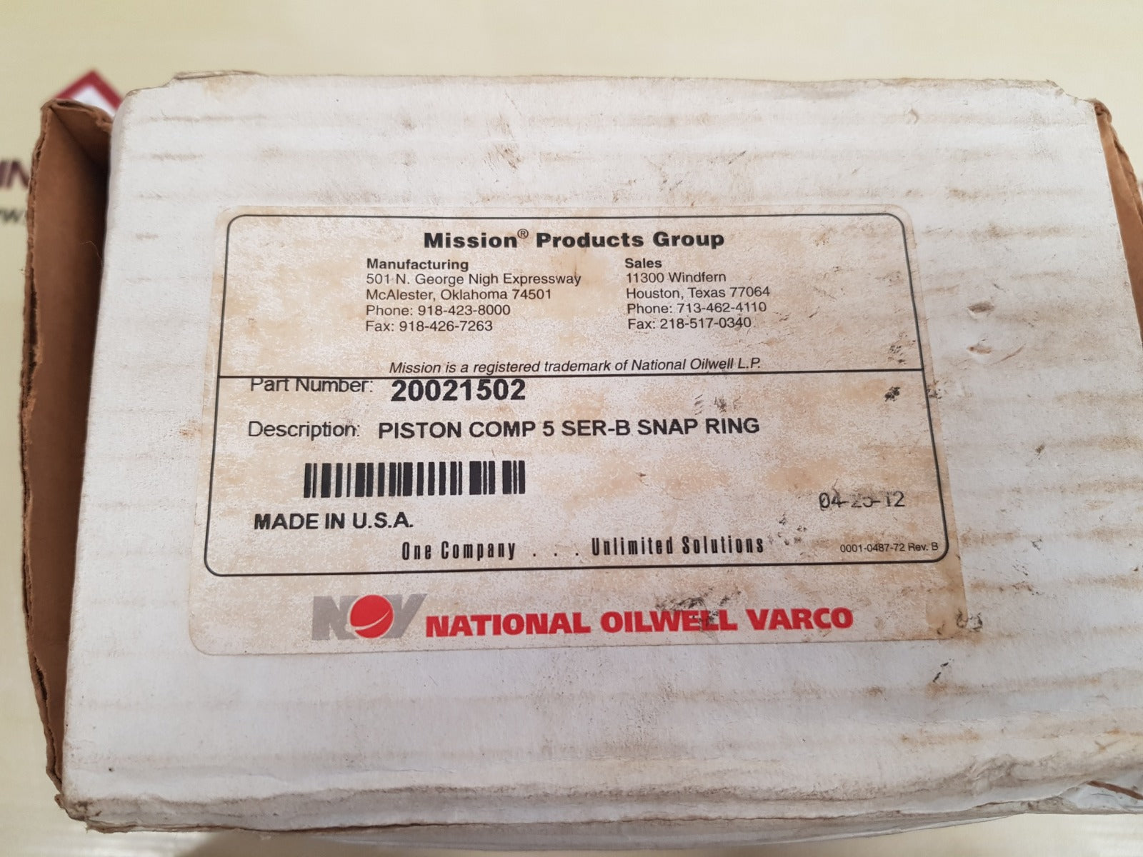National oilwell varco 20021502 piston Aeliya Marine Tech