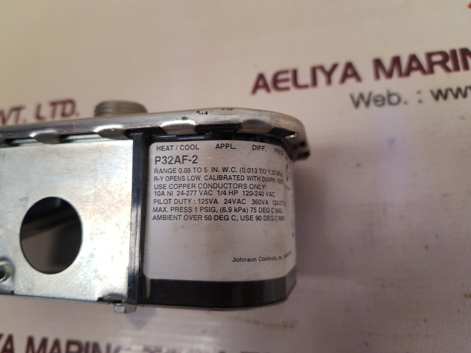 Johnson controls p32af-2 differential pressure switch 