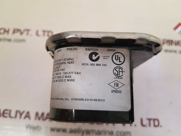 Johnson controls p32af-2 differential pressure switch 