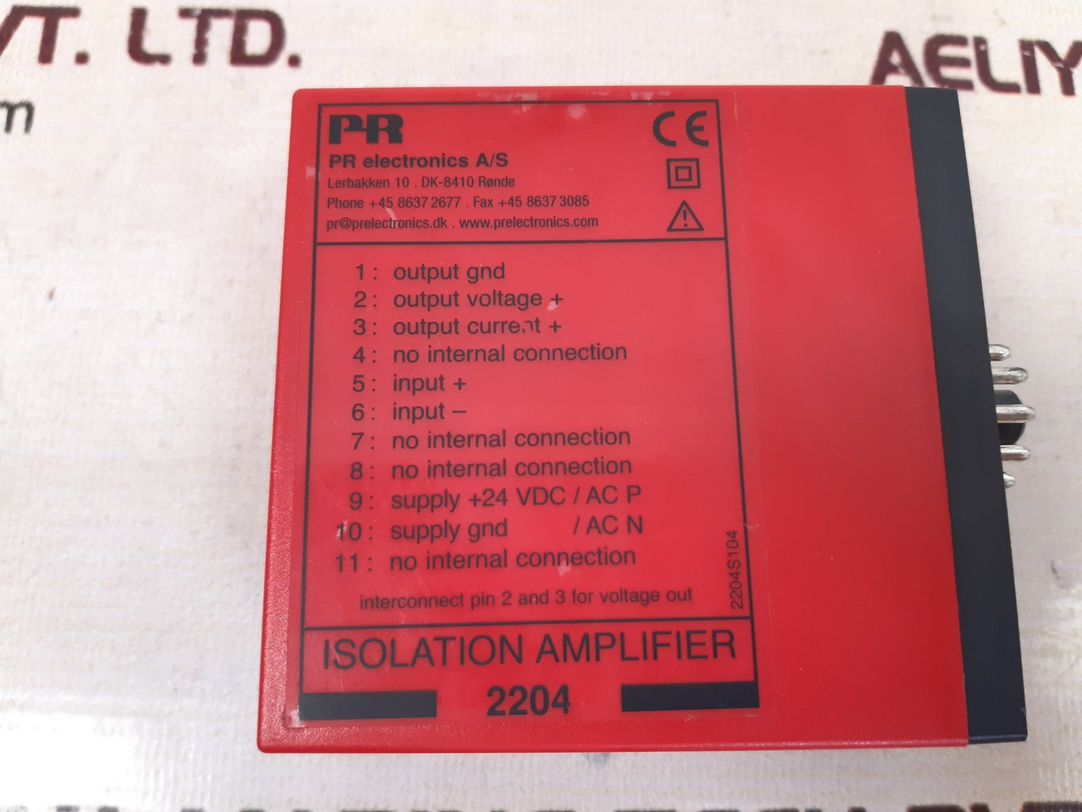 Pr electronics 2204 b2d isolation amplifier 24 v