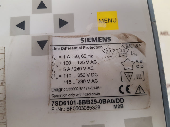 Siemens siprotec 7sd61 line differential protection relay 7sd6101-5bb29-0ba0/dd