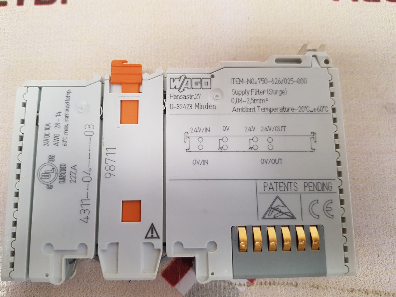 Wago 750-626/025-000 supply filter 