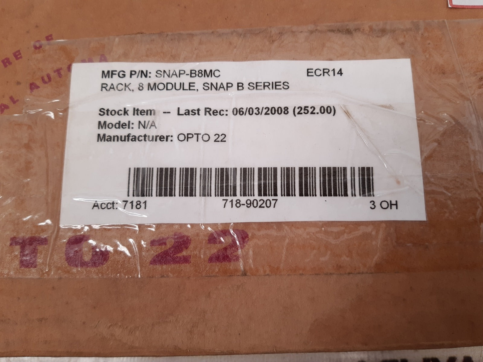Opto 22 snapb8mc ecr14 8slot module rack
