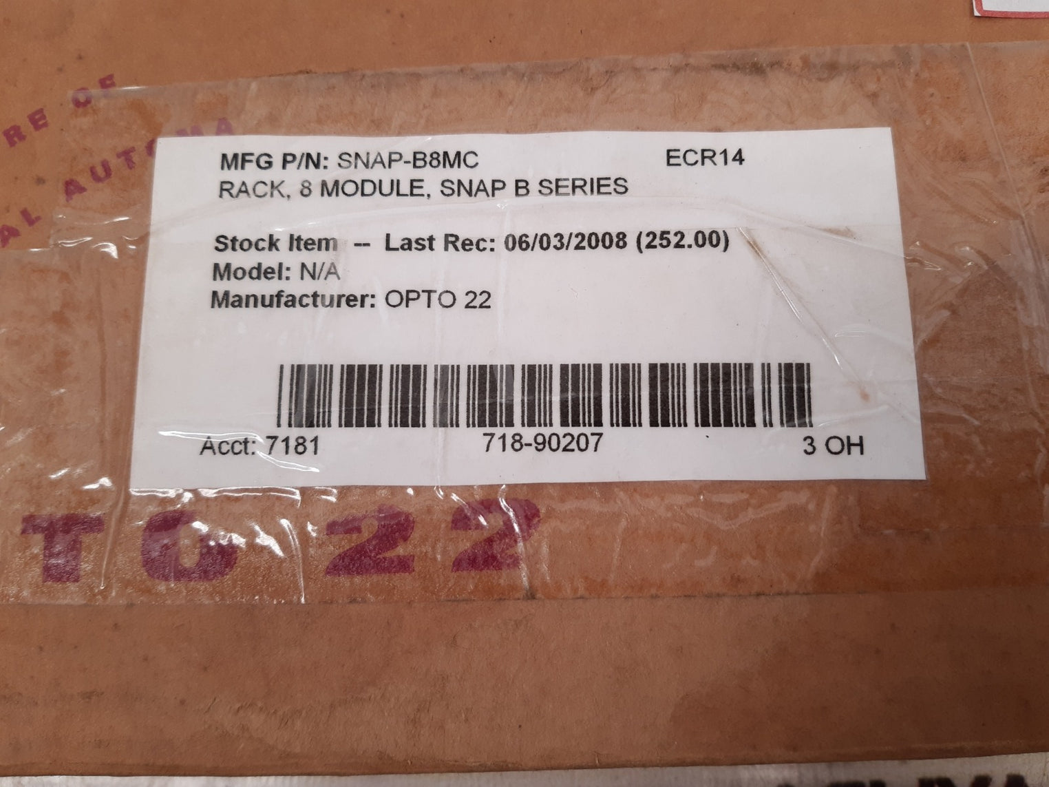 Opto 22 snapb8mc ecr14 8slot module rack