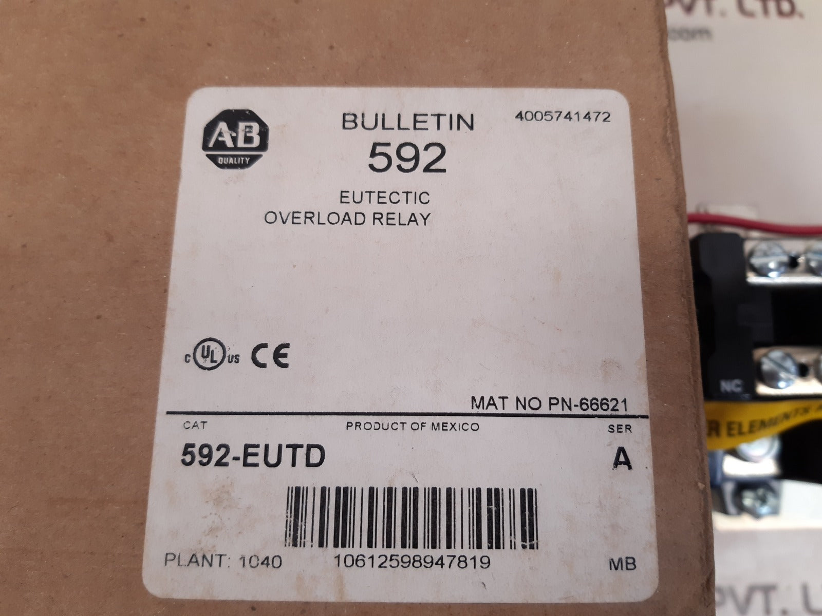 Allen-bradley 592- eutd eutectic overload relay