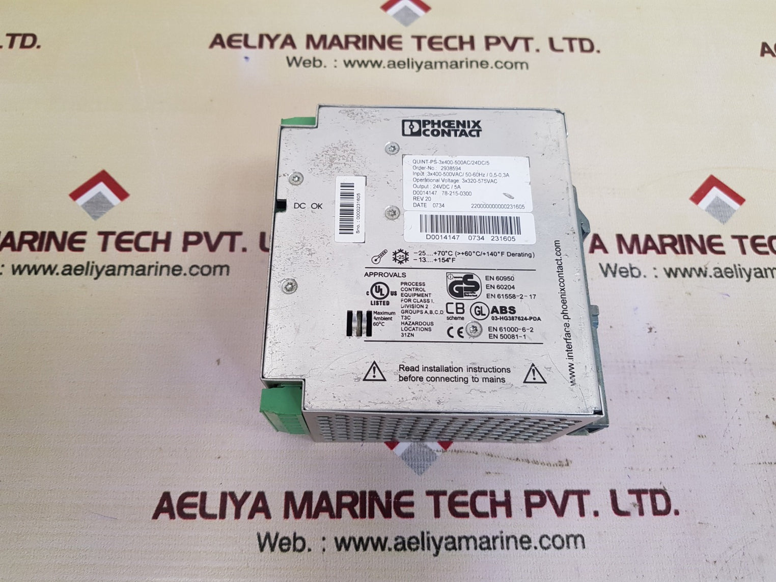 Phoenix quint-ps-3x400-500ac/24dc/5 power supply 2938594