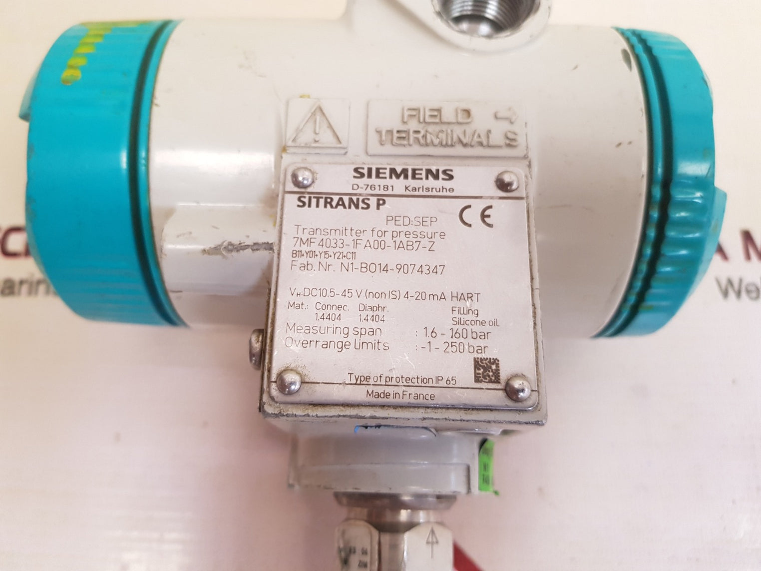 Siemens sitrans p 7mf 4033-1f a00-1ab7-z pressure transmitter 