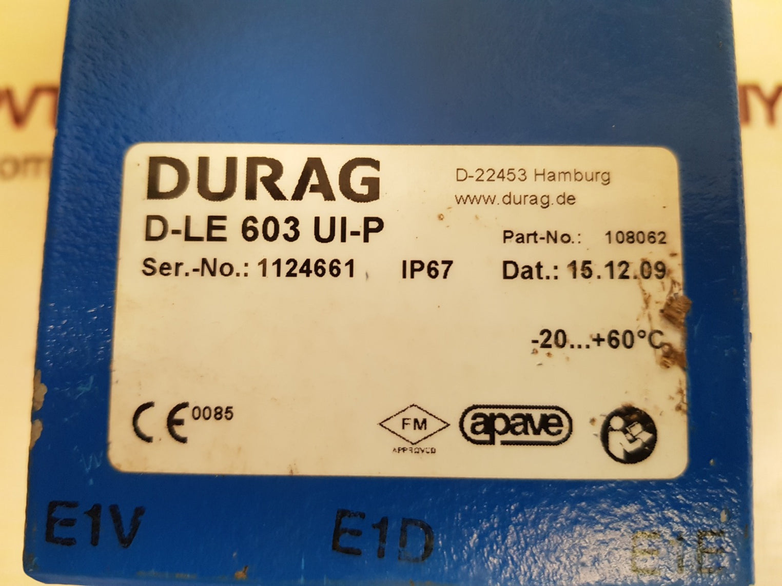Durag d-le 603 ui-p flame sensor