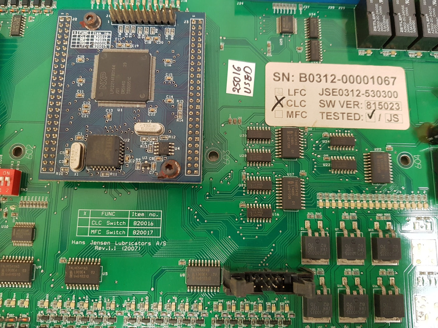 Hans jensen lubricators 815023 pcb card rev. 1.1