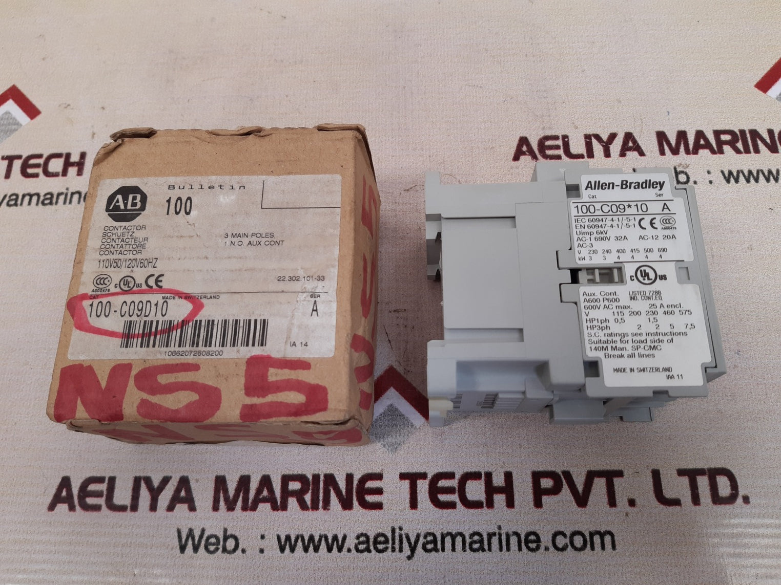 Allen-bradley 100-c09*10 ser.a contactor 60hz