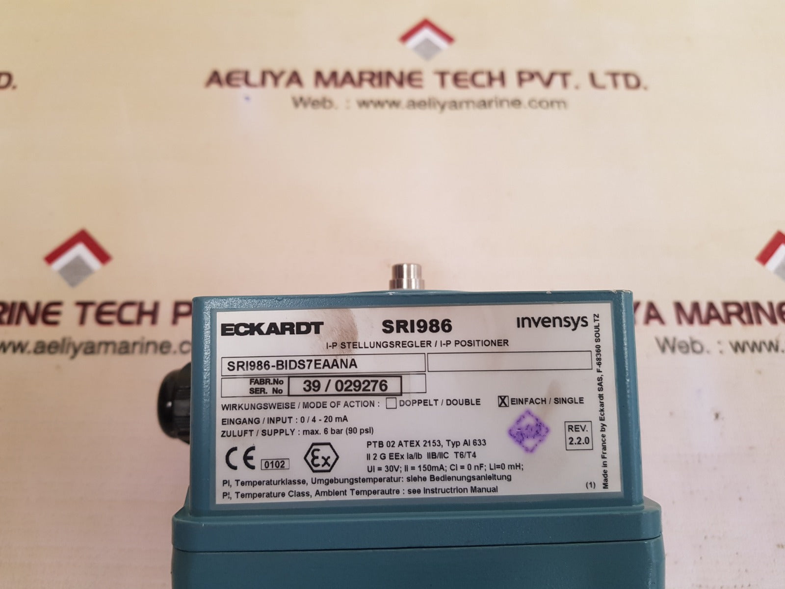 Eckardt sri986-bids7eaana electro-pneumatic positioner 6bar