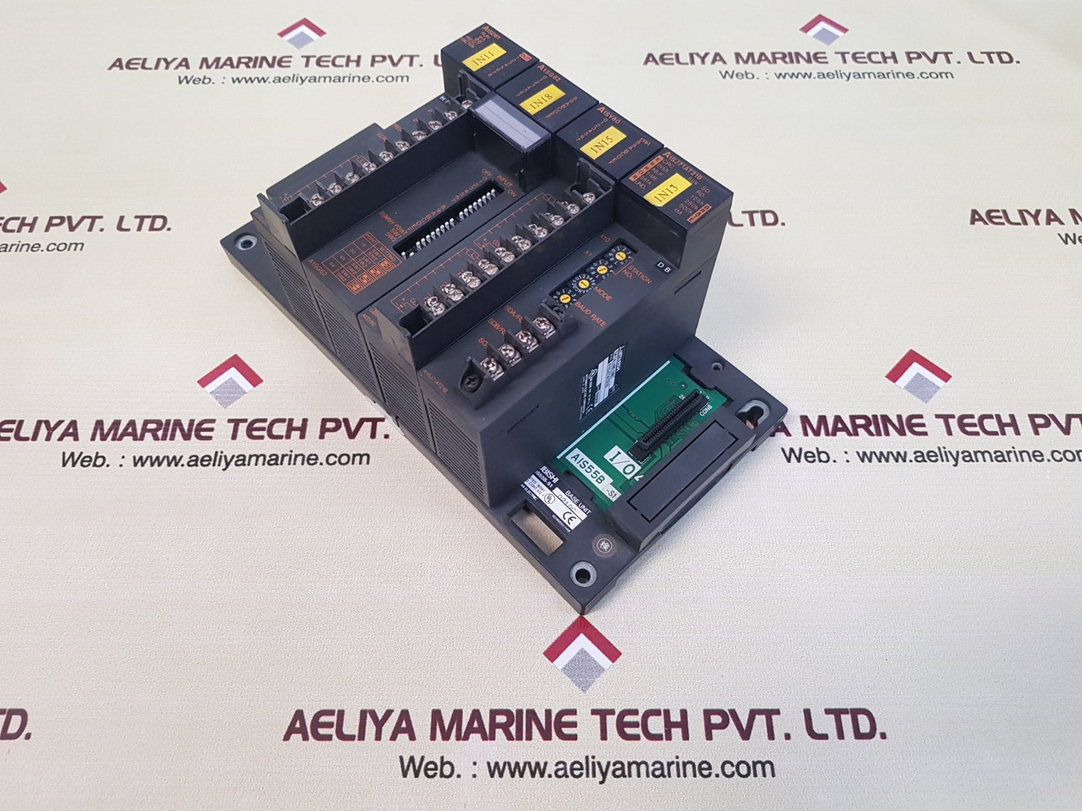 Mitsubishi a1sd61,a1sg62,a1sy80,a1sj71at21b module with a1s55b-s1 base unit