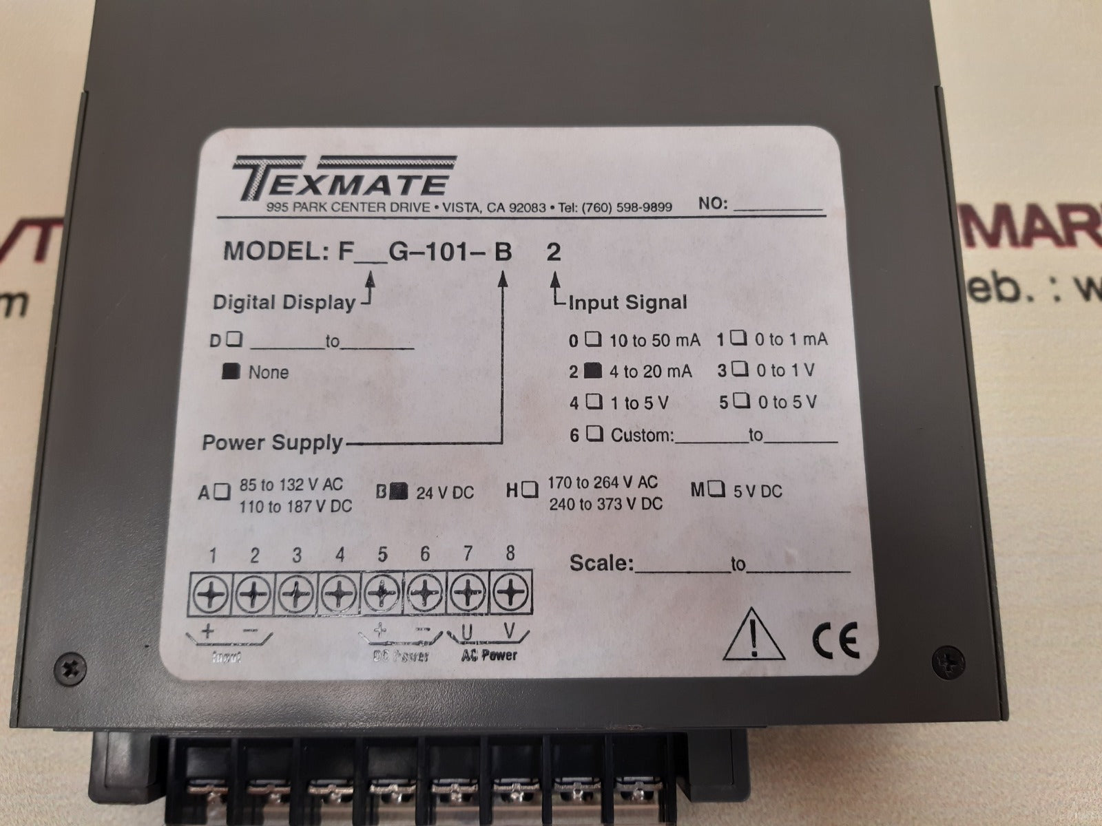 Texmate  tmfg101b backup accumulator pressure 6504074