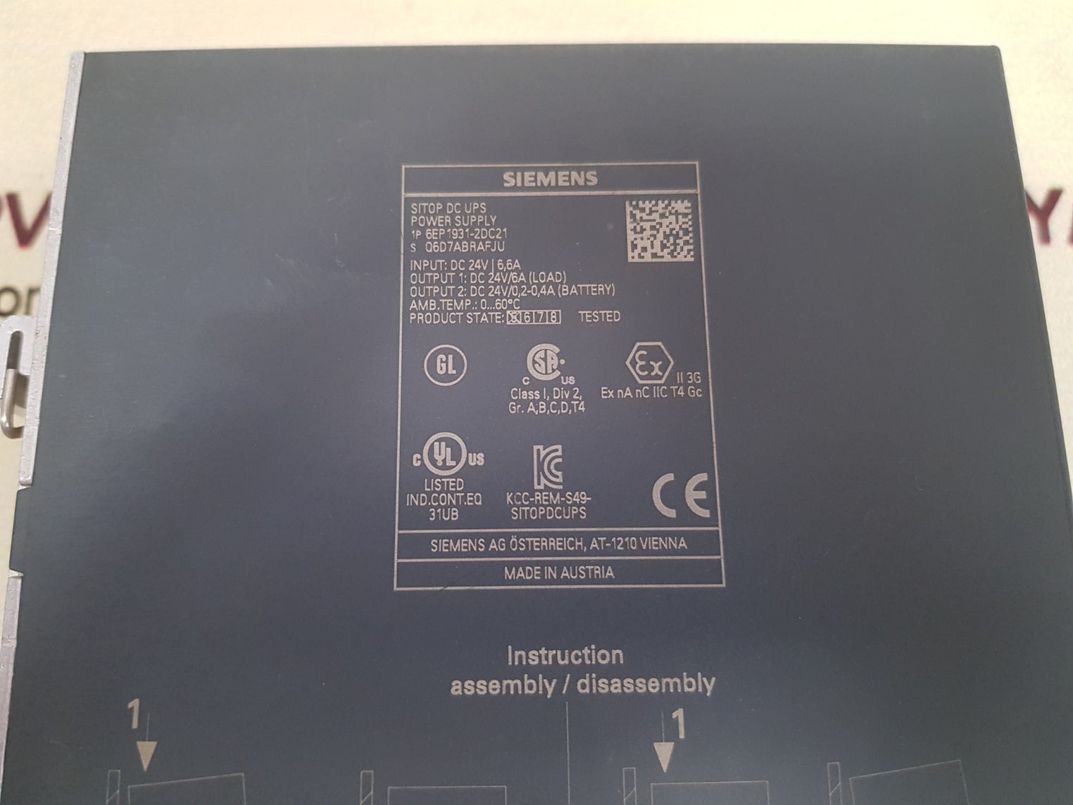 Siemens sitop dc ups 6ep1931-2dc21 power supply