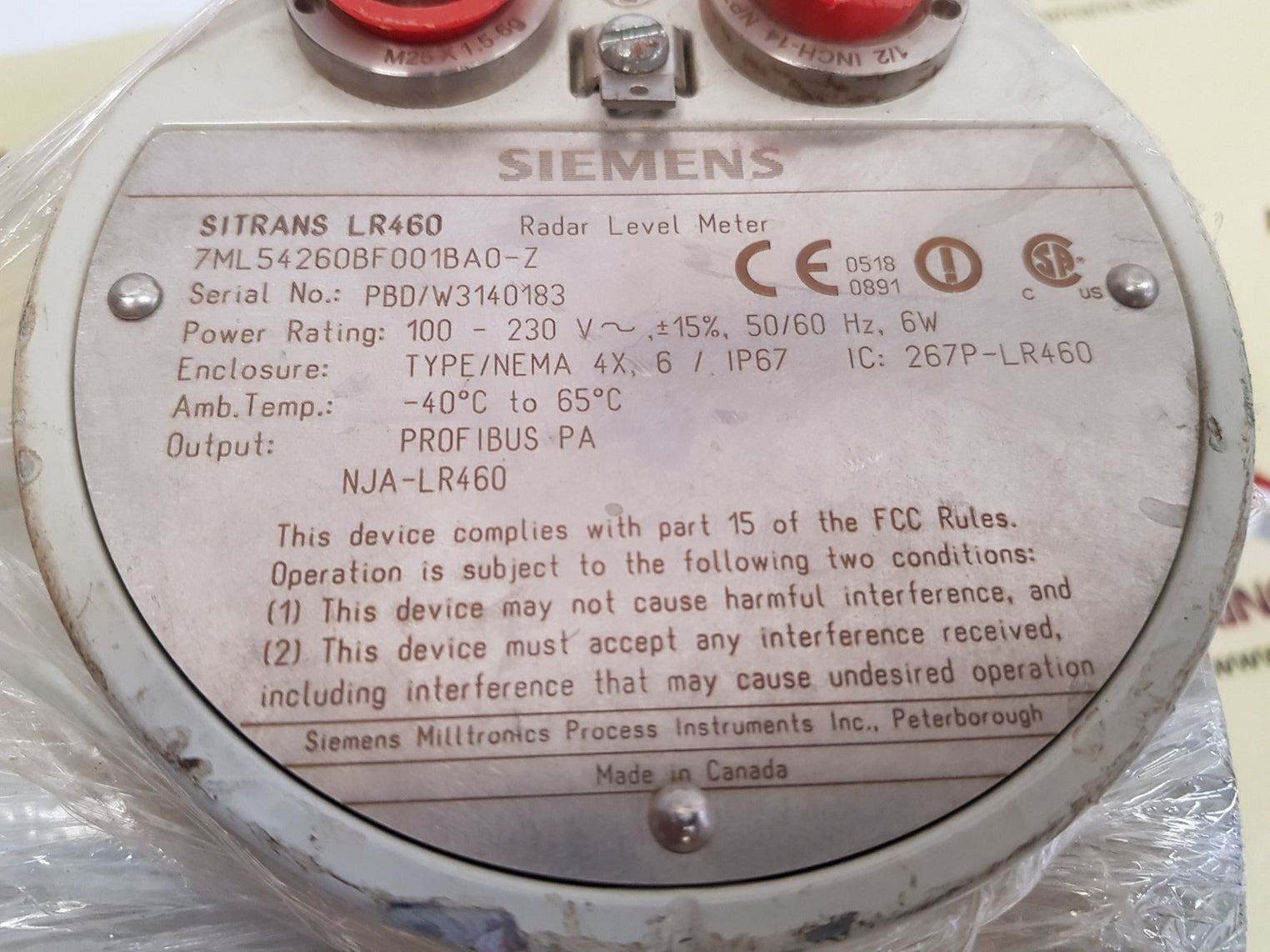 Siemens sitrans lr460 radar level meter