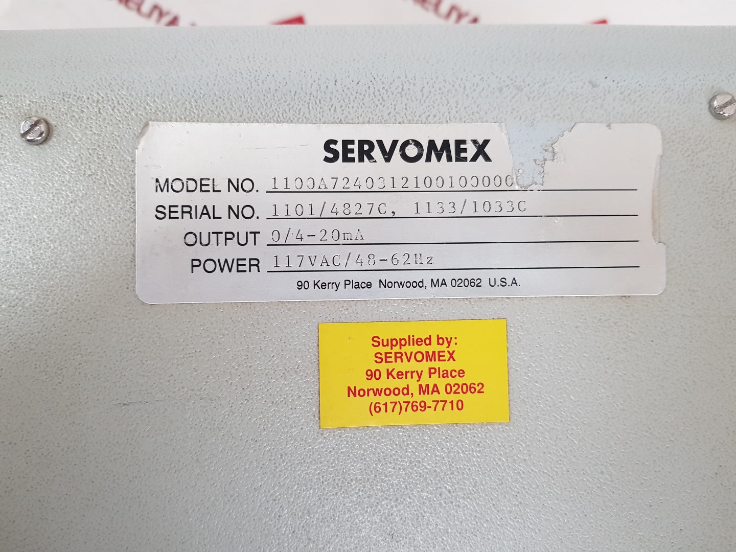 Servomex series 1100 analyser control 