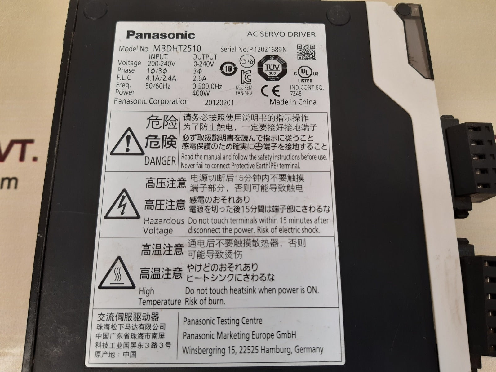 Panasonic mbdht2510 ac servo driver