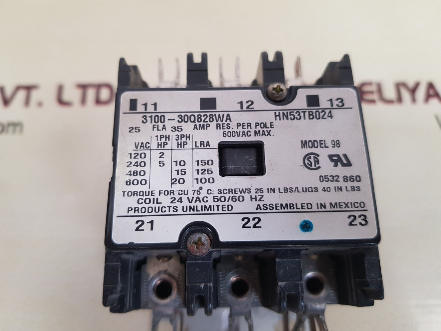 Products unlimited 3100-30q828wa contactor
