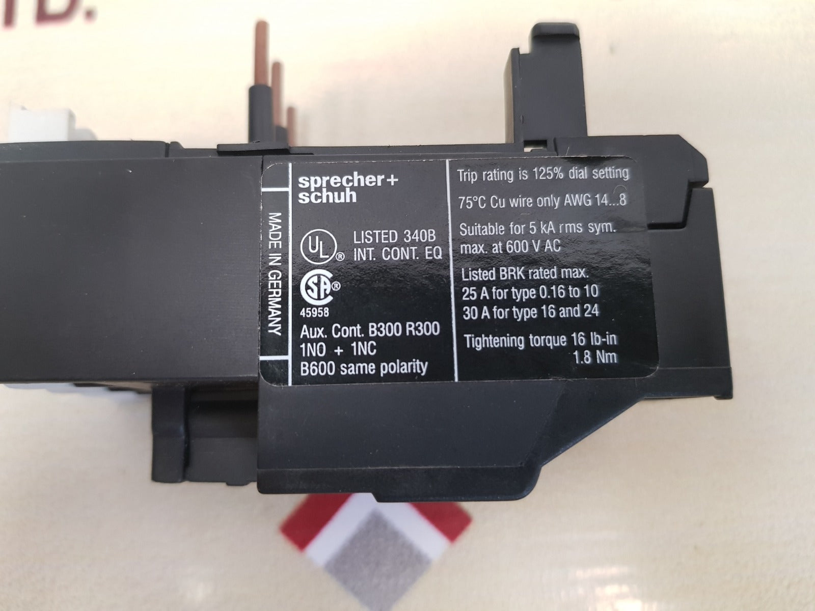 Sprecher+schuh ct7-24 thermal overload relay