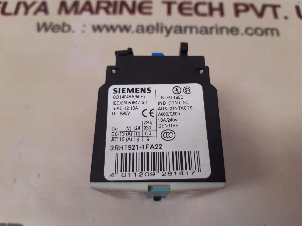 Siemens 3rh1921-1fa22 auxiliary switch block 