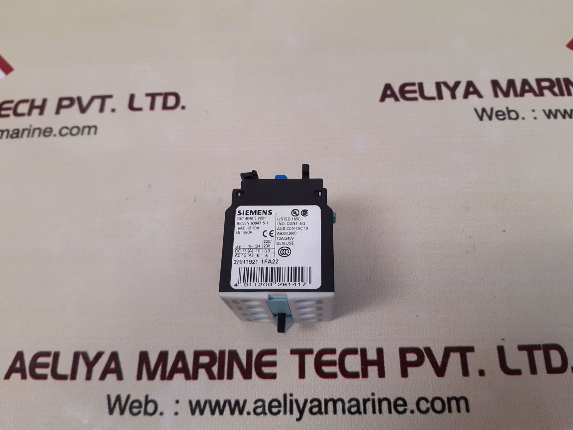 Siemens gb14048.5-2001 auxiliary switch block 3rh1921-1fa22 