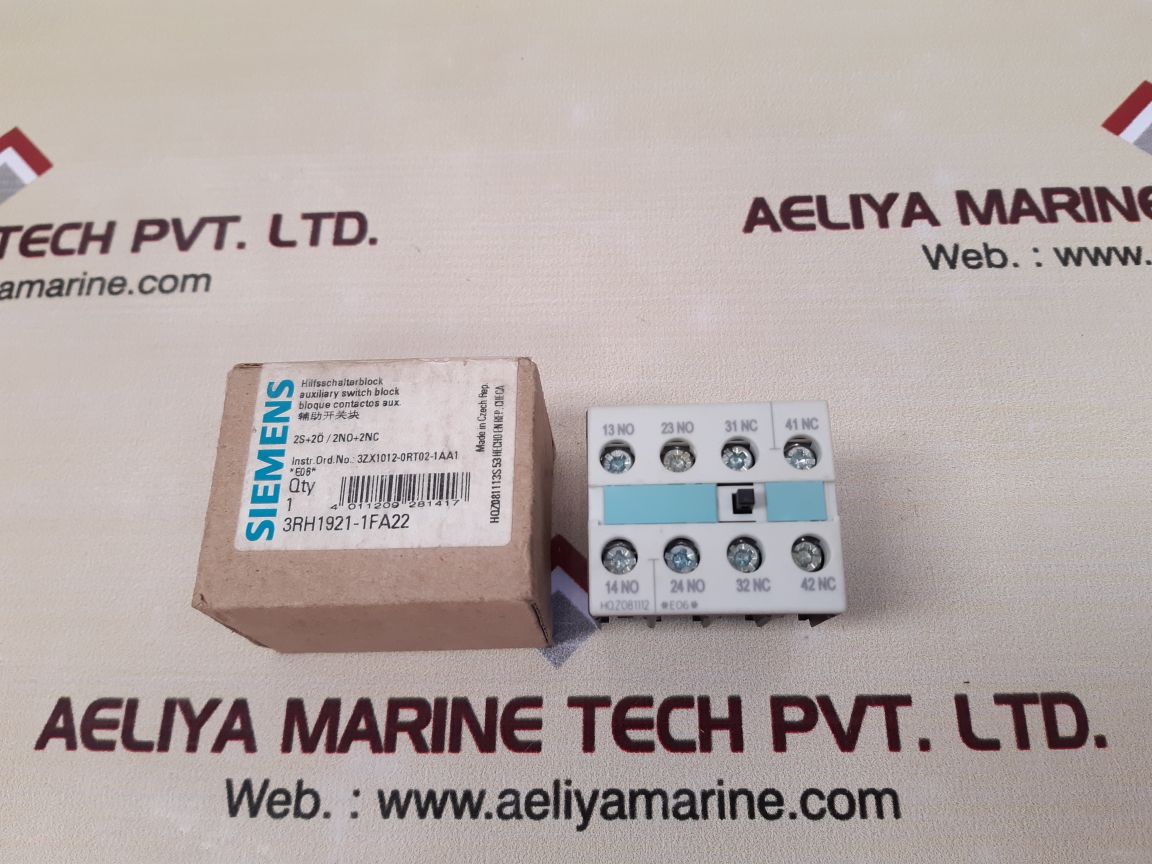 Siemens gb14048.5-2001 auxiliary switch block 3rh1921-1fa22 