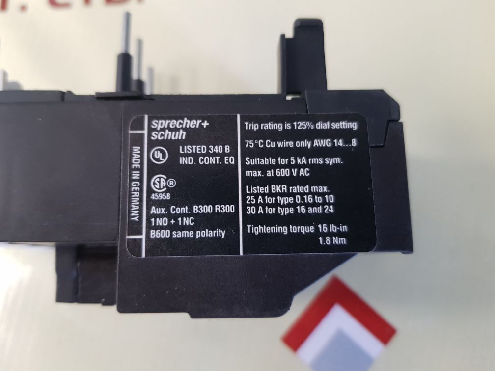 Sprecher+schuh ct7-24-0,4 thermal overload relay