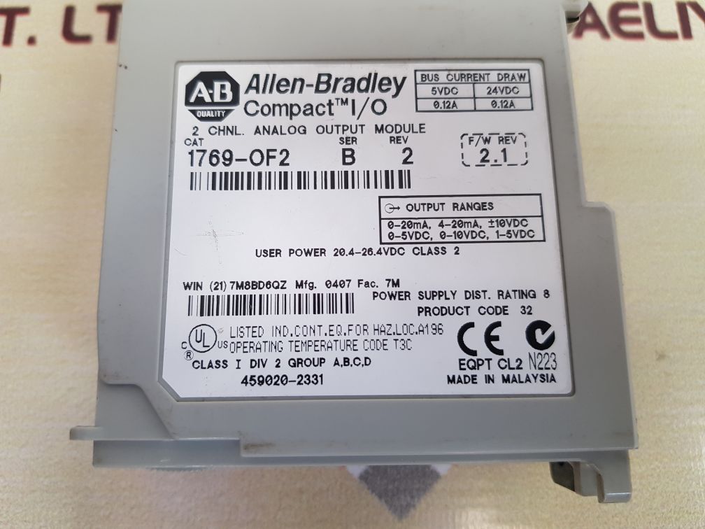 Allen-bradley 1769-of2 ser.b compact i/o analog output module
