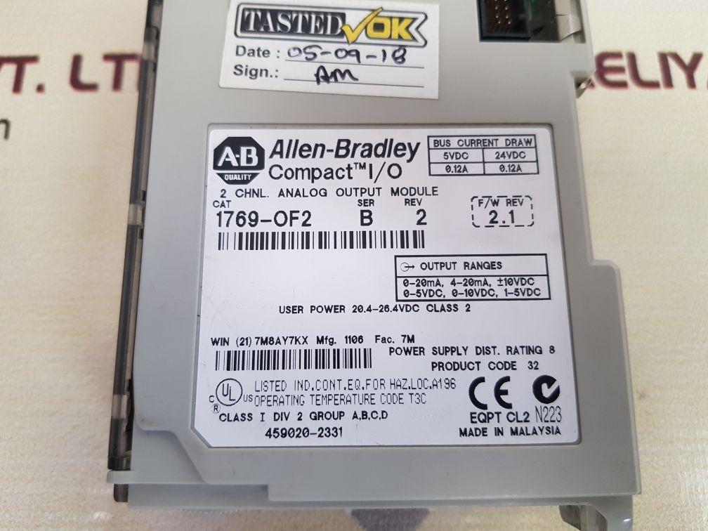 Allen- bradley 1769-of2 ser.b rev.2 compact i/o analog output module 