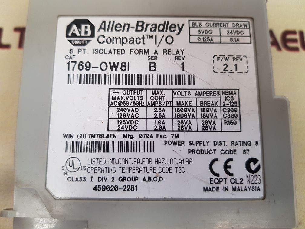 Allen-bradley 1769-ow8i ser.b compact i/o output module 
