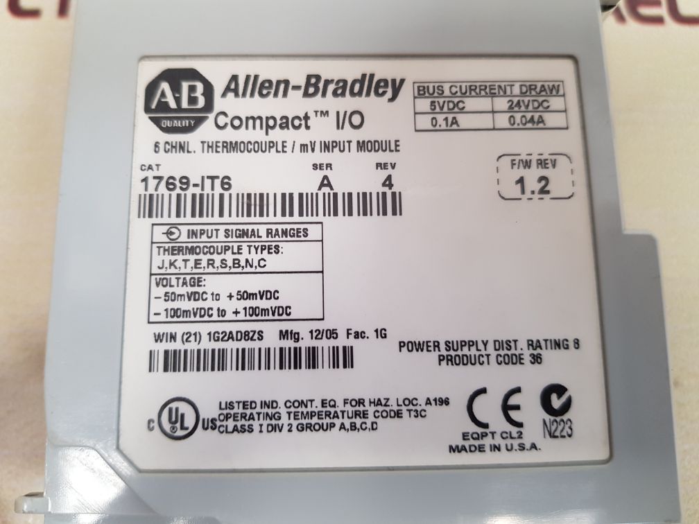 Allen bradley 1769-it6 ser.a compact i/o input module
