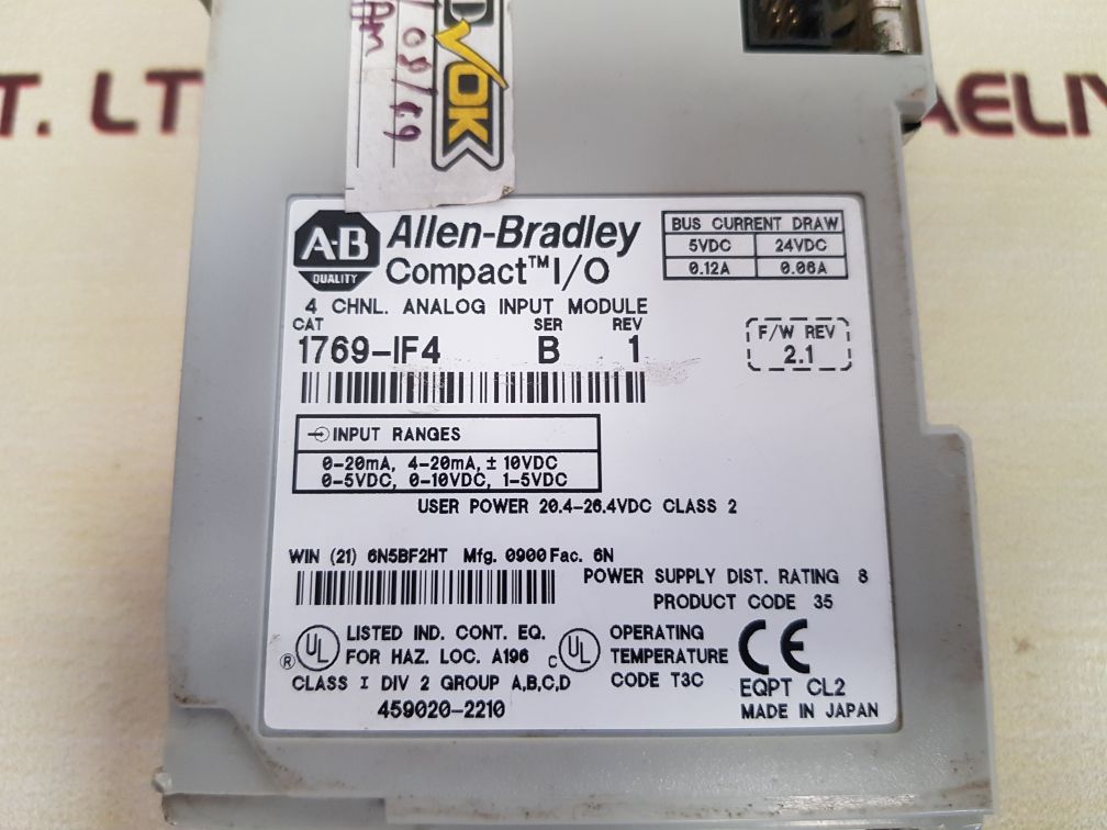 Allen-bradley 1769-if4 Ser.B 4 Chnl. Analog Input Module
