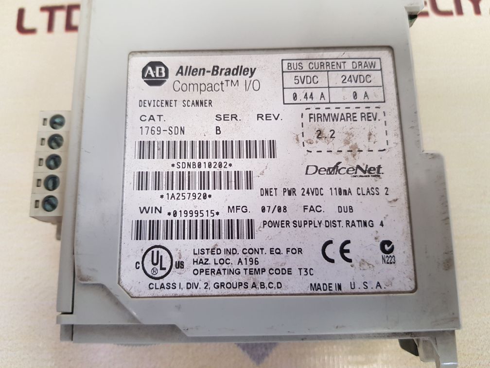 Allen-bradley 1769-sdn Ser.B Compact I/O Devicenet Scanner Firmware Rev. 2.2
