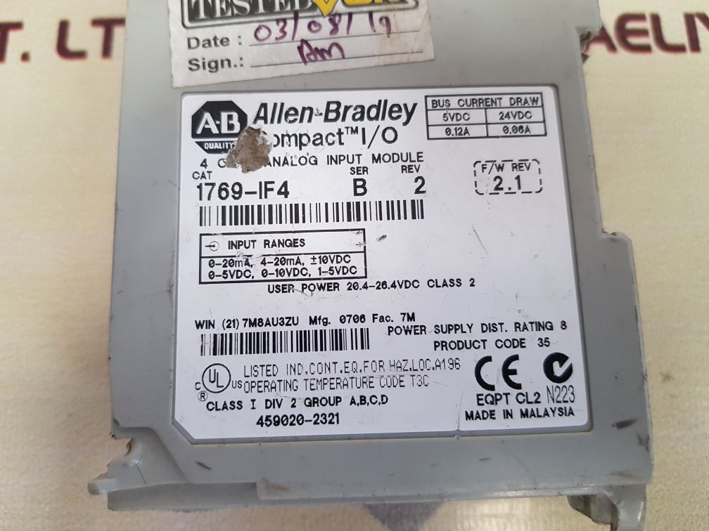 Allen-bradley 1769-if4 Ser.B Compact I/O 4 Chnl Analog Input Module Rev.2
