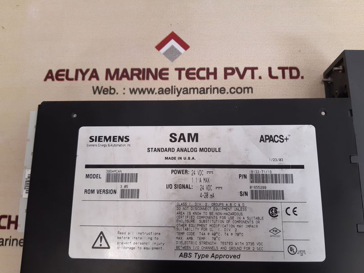 Siemens 39samcan apacs+ standard analog module