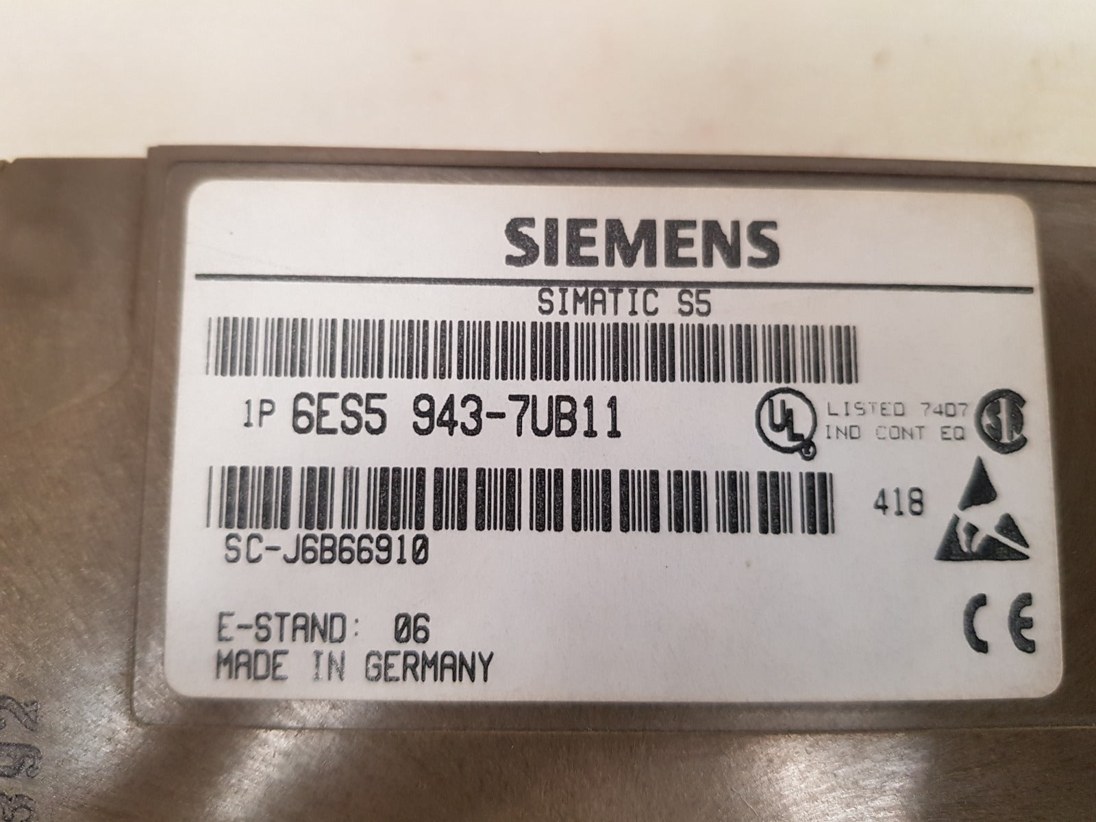 Siemens simatic s5 6es5 943-7ub11 cpu module 