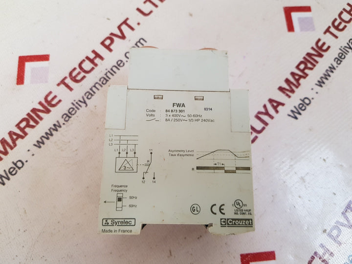 Crouzet 84 873 301 fwa 3 phase asymmetry relay