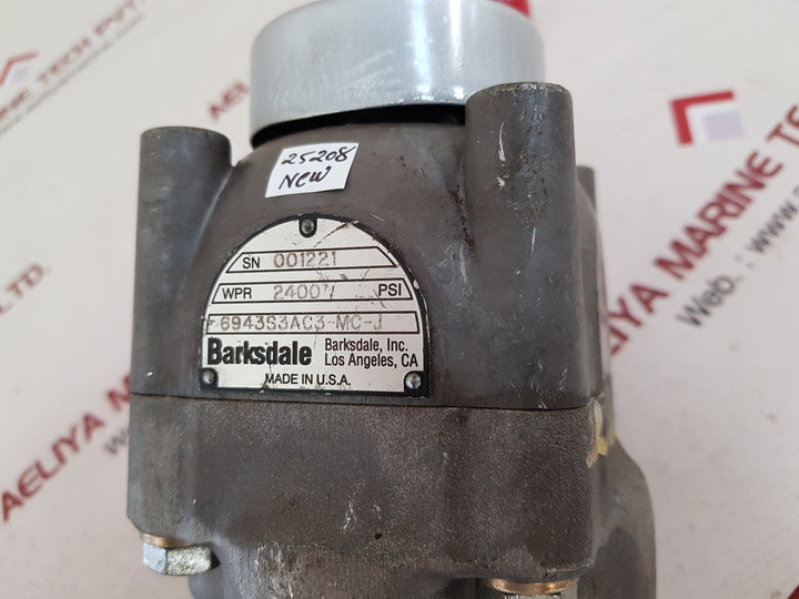 Barksdale 6943s3ac3-mc-j pressure control valve wpr 2400 psi