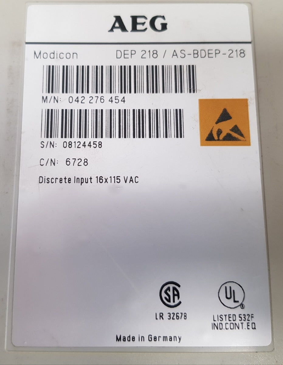 Aeg modicon dep 218/as-bdep-218 discrete input 16x115 vac