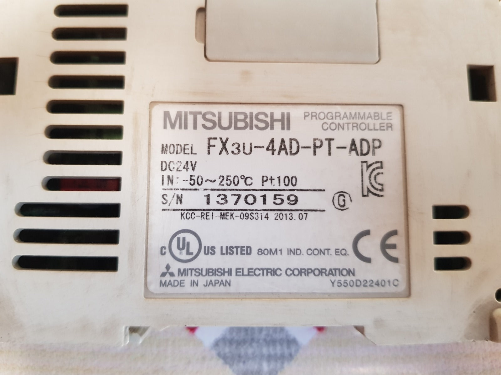 Mitsubishi fx3u-4ad-pt-adp programmable controller