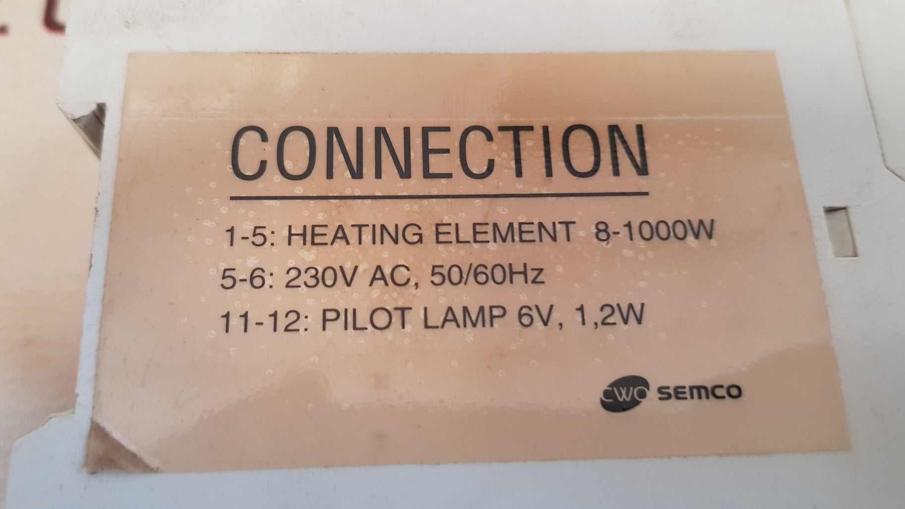 Semco 8-1000/220-3.2 heating element indicator