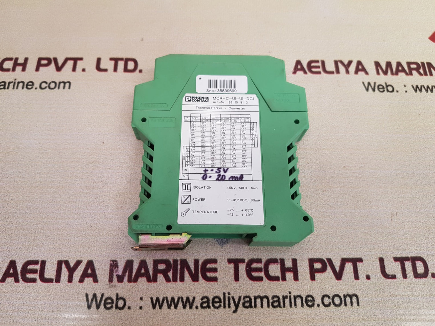 Phoenix contact mcr-c-ui-ui-dci converter 0-20 ma