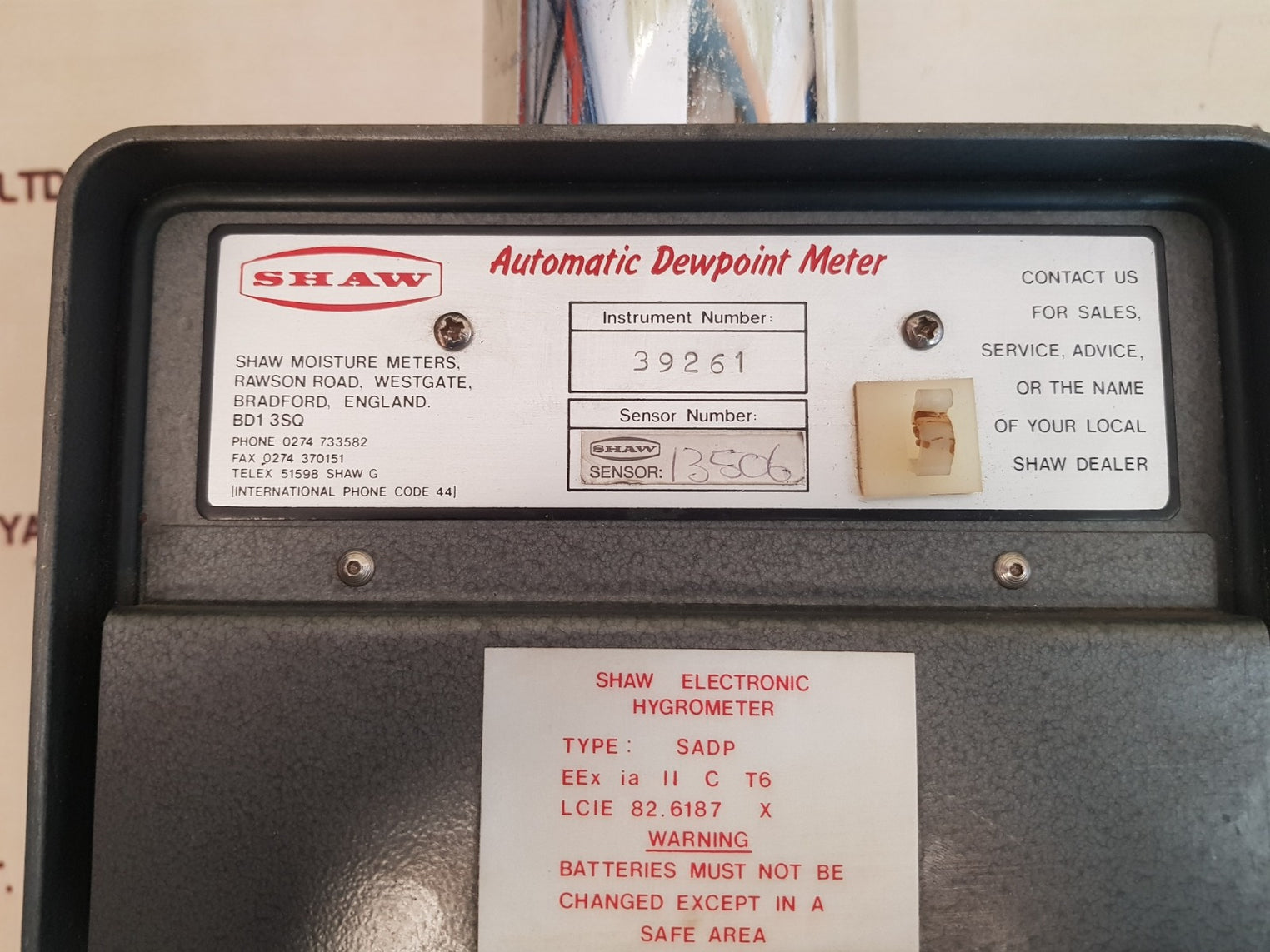 Shaw sadp automatic dewpoint meter