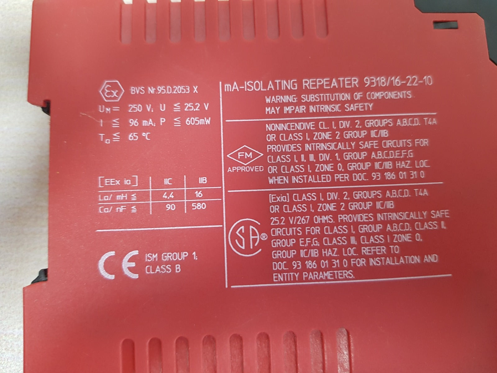 Stahl 9318/16-22-10 ma-isolating repeater hart
