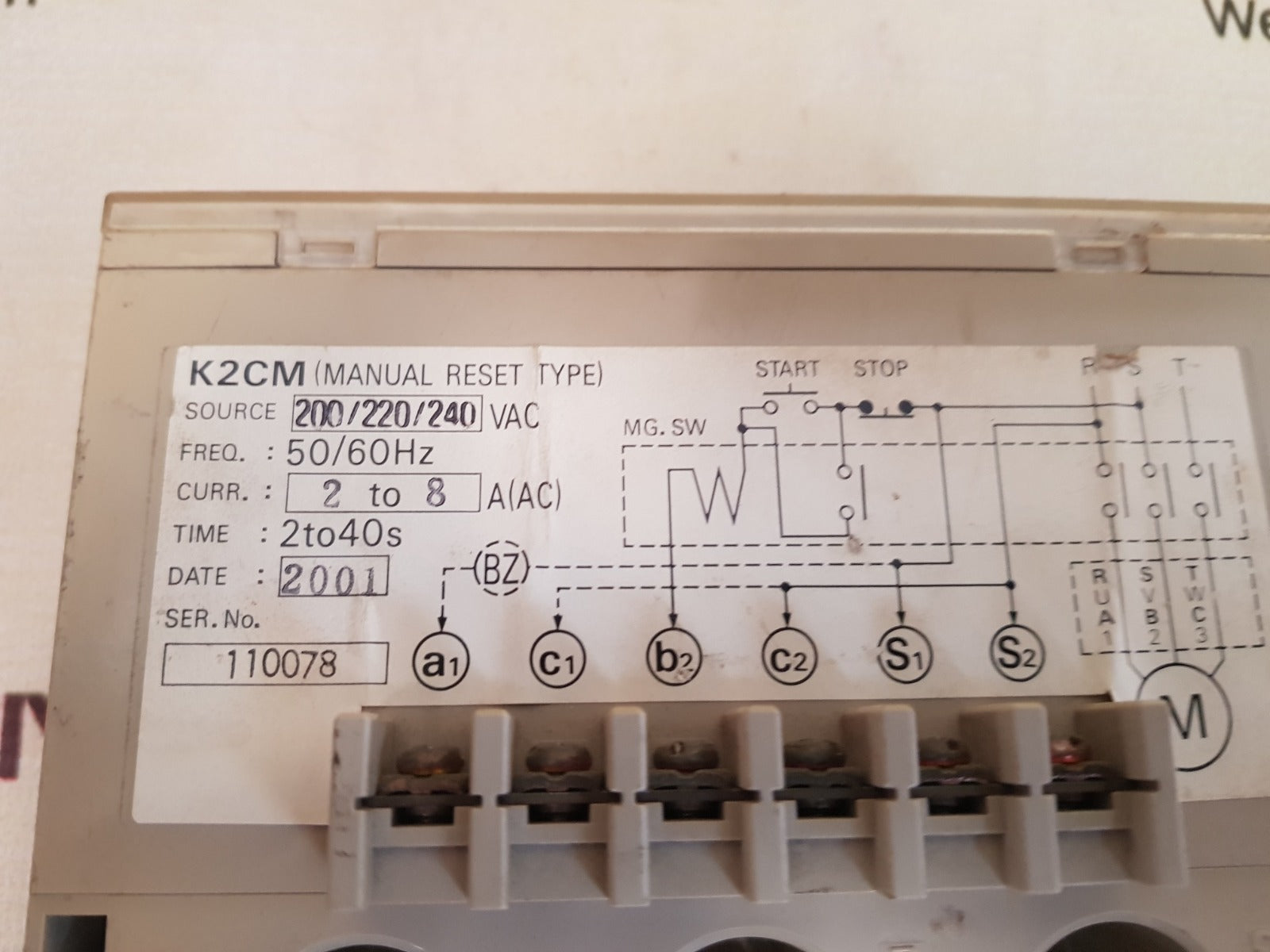Omron k2cm-2ls motor relay 200/220/240 vac