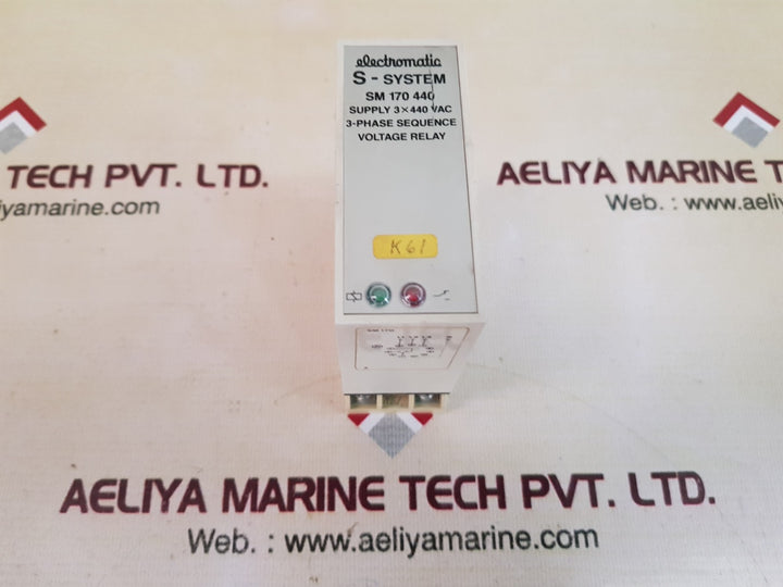 Electromatic s-system sm 170 440 3-phase sequence voltage relay with base