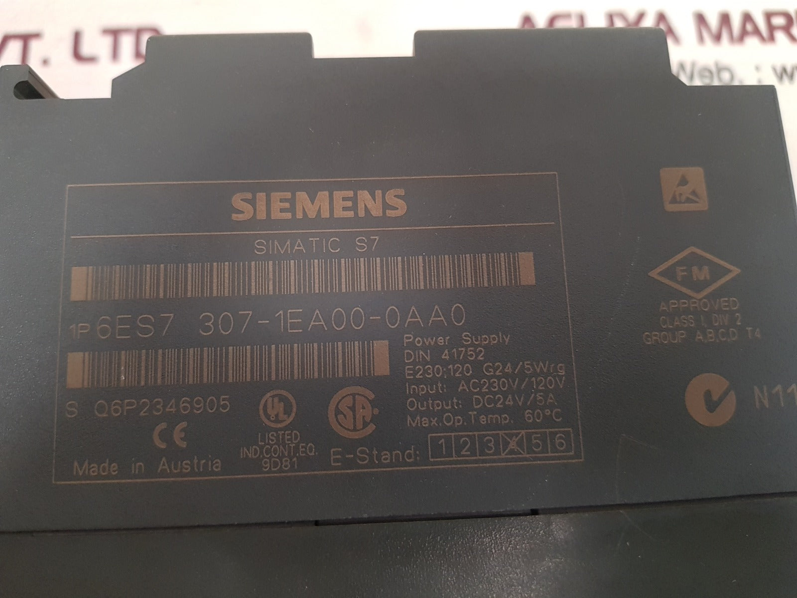 Siemens simatic s7 6es7 307-1ea00-0aa0 power supply dc24v/5a