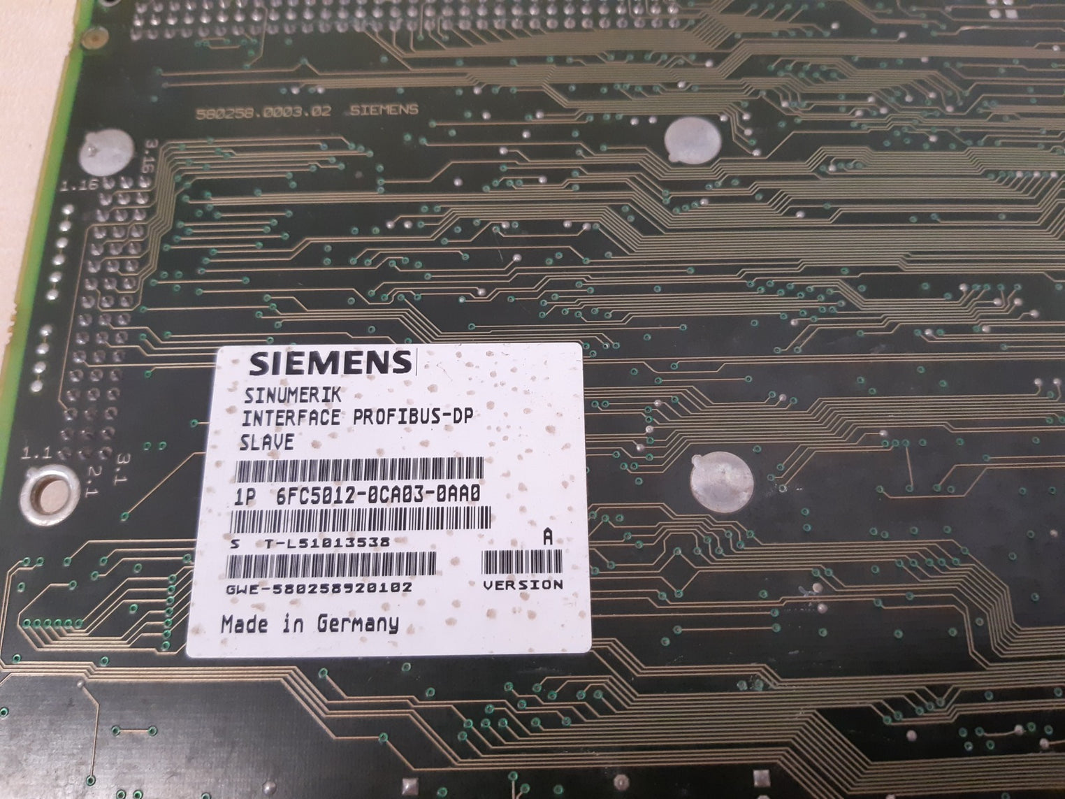 Siemens 6fc5012-0ca03-0aa0 interface profibus-dp board 