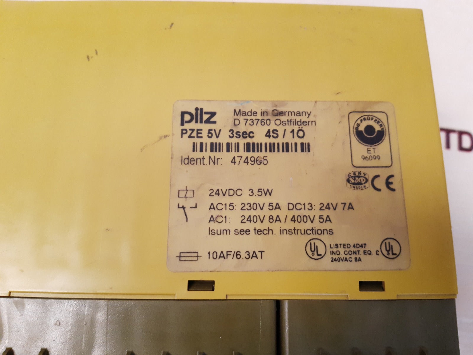 Pilz pze5v 3sec 4s/1o safety relay