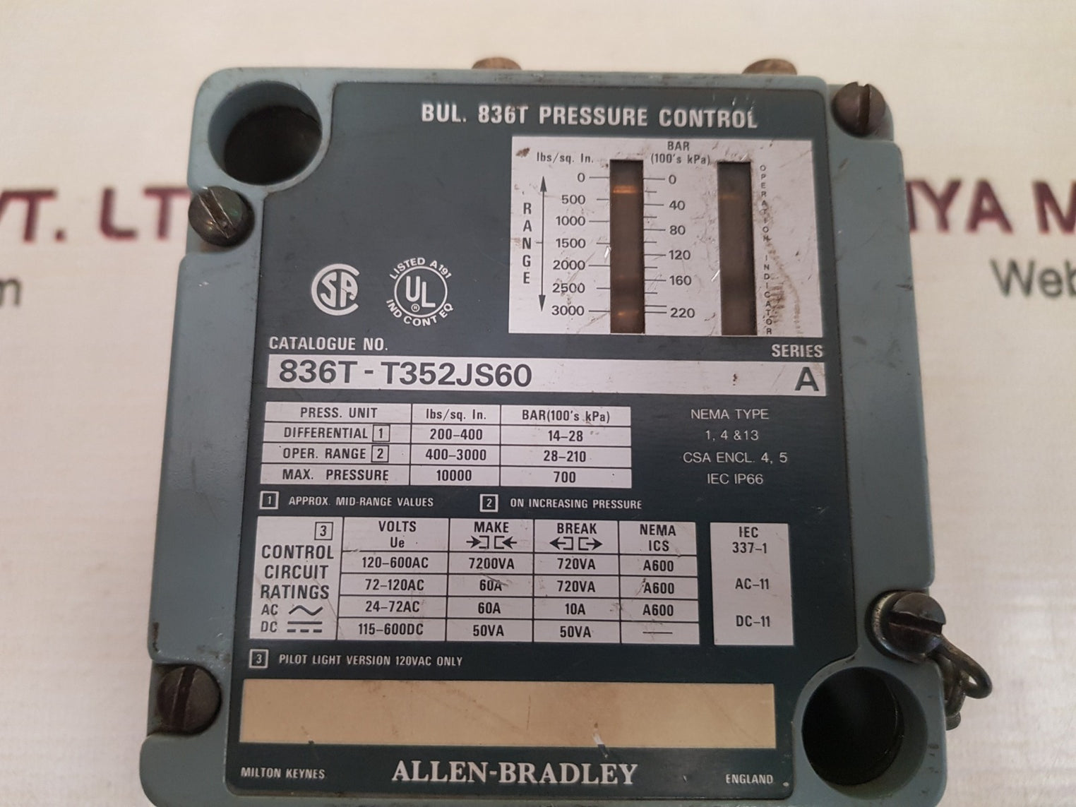 Allen-bradley 836t-t352js60 pressure control